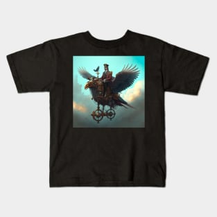 Steampunk robot mechanical bird flyer Kids T-Shirt